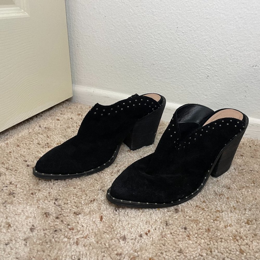 Chinese Laundry Black Studded Closed Toe Heeled Mules
